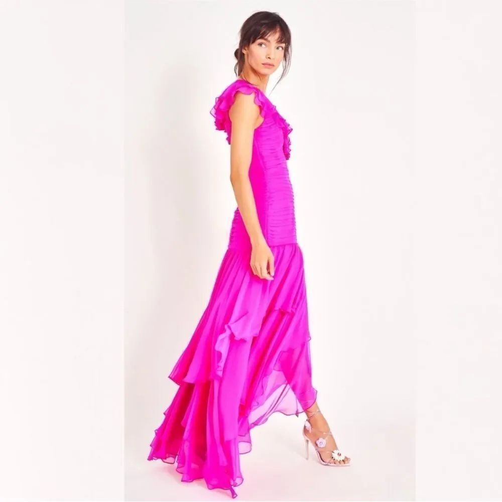 LoveShackFancy x Free People Vibrant Pink High Low Dress